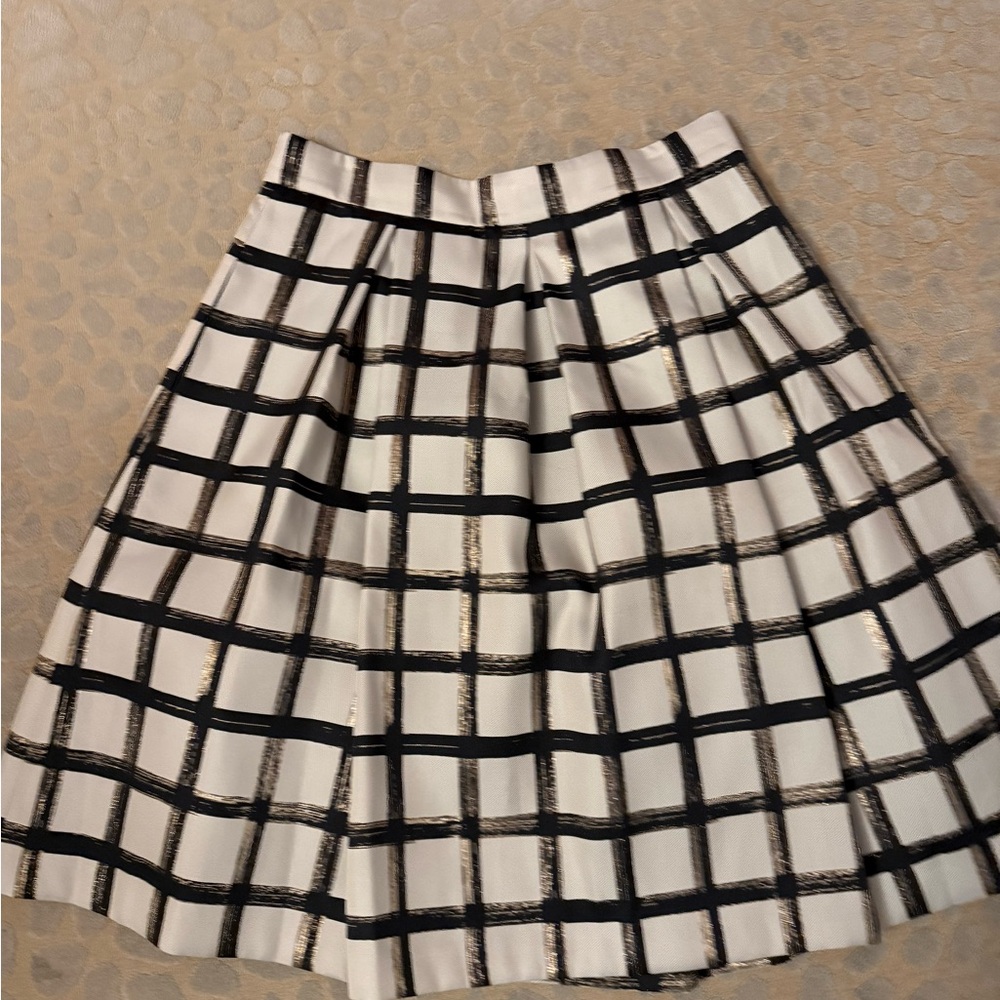 Eliza J Checkered A-Line Skirt in Black and Cream